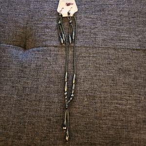 Gray/silver Beaded Necklace and Earring Set